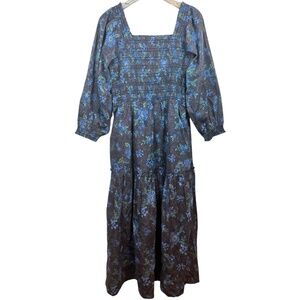 Summersalt - The Countryside Poplin Smocked Midi Dress - Size L